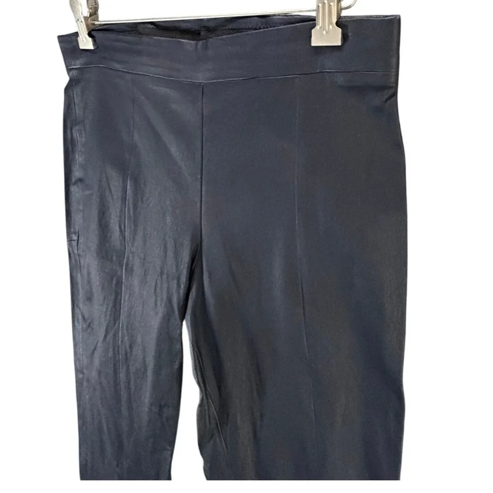 Tory Burch Ally Leather Pants Small Blue Slim Modern Classic Chic City Night Out